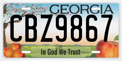 GA license plate CBZ9867