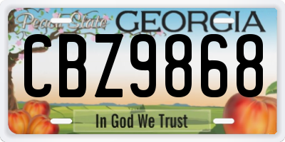 GA license plate CBZ9868