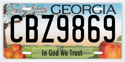 GA license plate CBZ9869