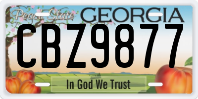 GA license plate CBZ9877