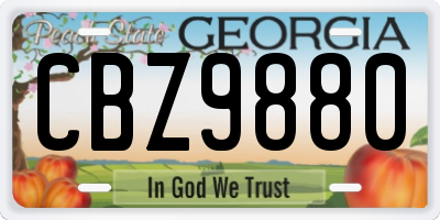 GA license plate CBZ9880