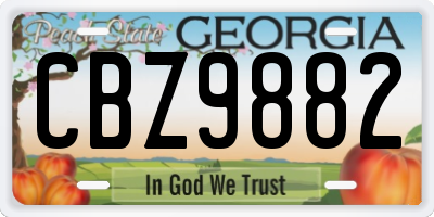 GA license plate CBZ9882