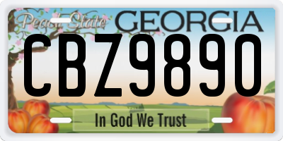 GA license plate CBZ9890