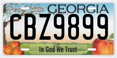 GA license plate CBZ9899