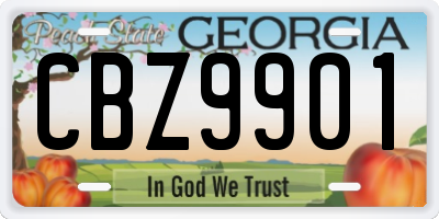 GA license plate CBZ9901