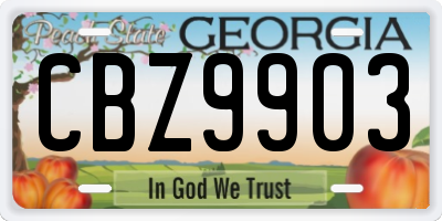 GA license plate CBZ9903