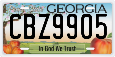 GA license plate CBZ9905