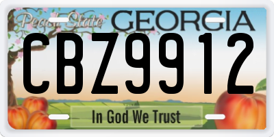 GA license plate CBZ9912