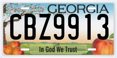 GA license plate CBZ9913