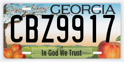 GA license plate CBZ9917