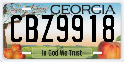 GA license plate CBZ9918