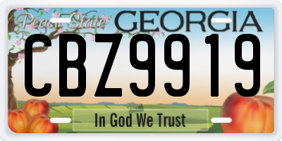 GA license plate CBZ9919