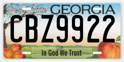 GA license plate CBZ9922