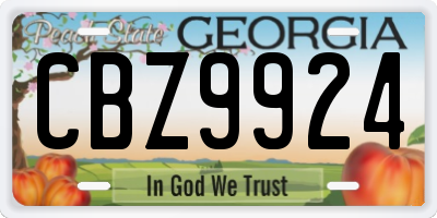 GA license plate CBZ9924