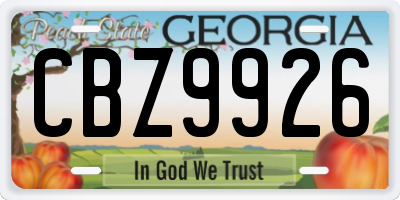 GA license plate CBZ9926