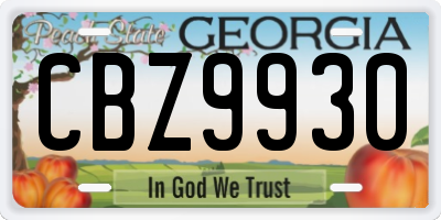 GA license plate CBZ9930