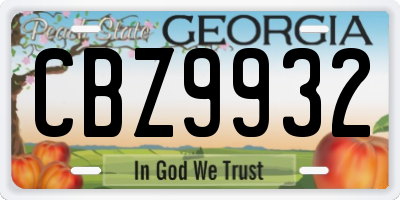 GA license plate CBZ9932
