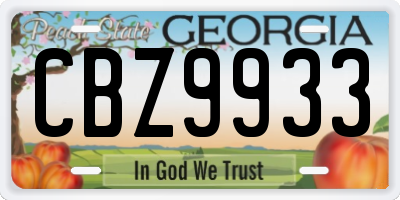 GA license plate CBZ9933