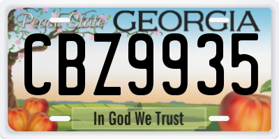 GA license plate CBZ9935