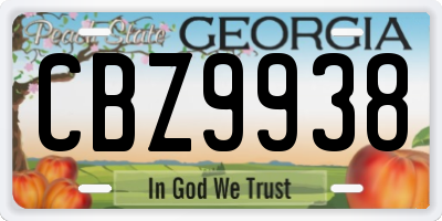 GA license plate CBZ9938