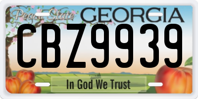 GA license plate CBZ9939