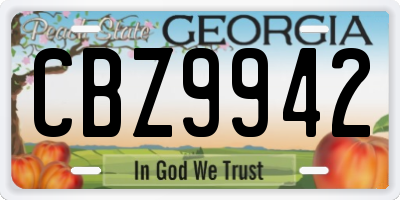 GA license plate CBZ9942