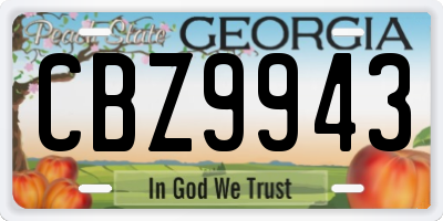 GA license plate CBZ9943
