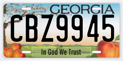 GA license plate CBZ9945