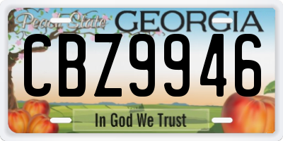 GA license plate CBZ9946