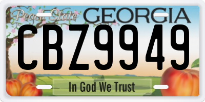 GA license plate CBZ9949