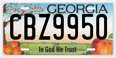 GA license plate CBZ9950