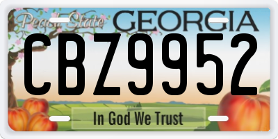 GA license plate CBZ9952