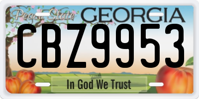 GA license plate CBZ9953