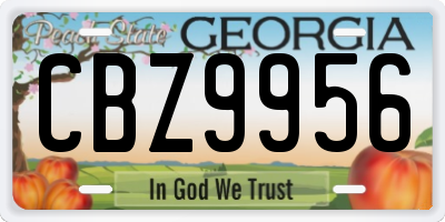 GA license plate CBZ9956
