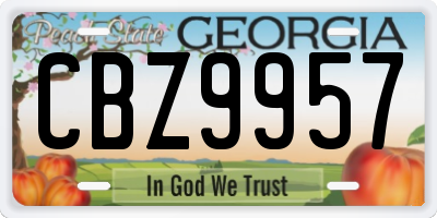 GA license plate CBZ9957