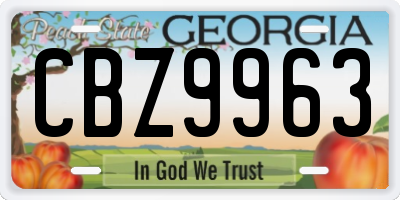 GA license plate CBZ9963