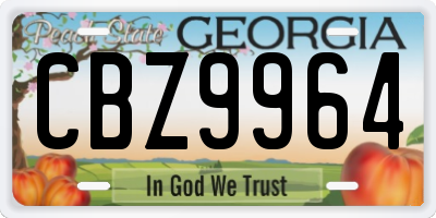 GA license plate CBZ9964