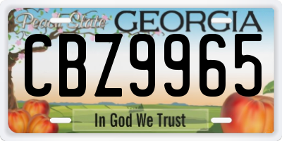 GA license plate CBZ9965