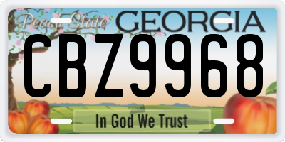 GA license plate CBZ9968