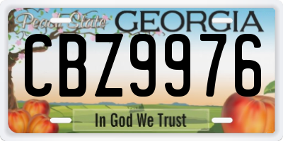 GA license plate CBZ9976