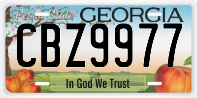 GA license plate CBZ9977