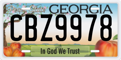 GA license plate CBZ9978