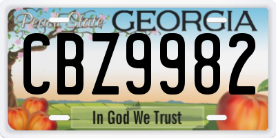 GA license plate CBZ9982