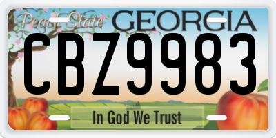 GA license plate CBZ9983