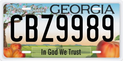 GA license plate CBZ9989