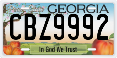 GA license plate CBZ9992