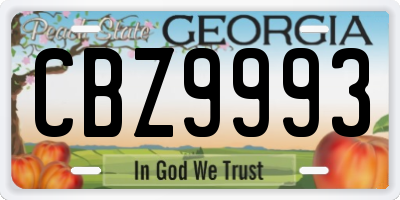 GA license plate CBZ9993