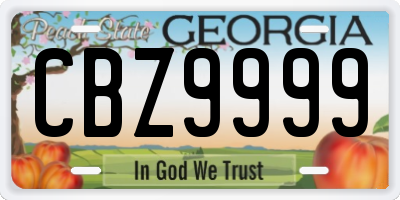 GA license plate CBZ9999