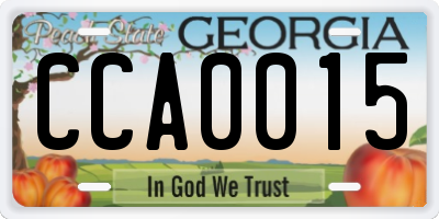 GA license plate CCA0015
