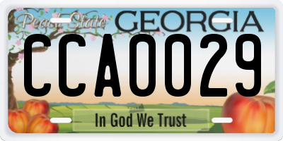 GA license plate CCA0029